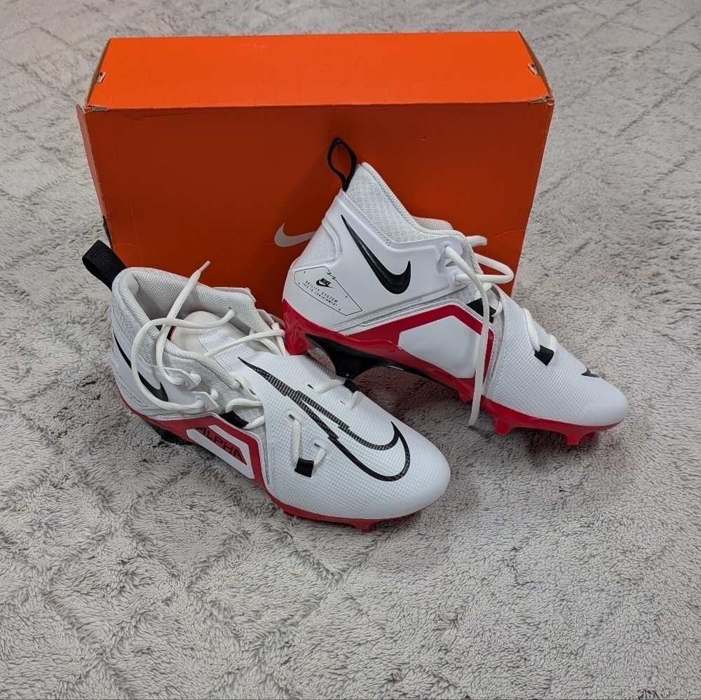 Nike Alpha Menace Pro 3 White Black Red Football Cleats Men Size 10.5 CT6649-103